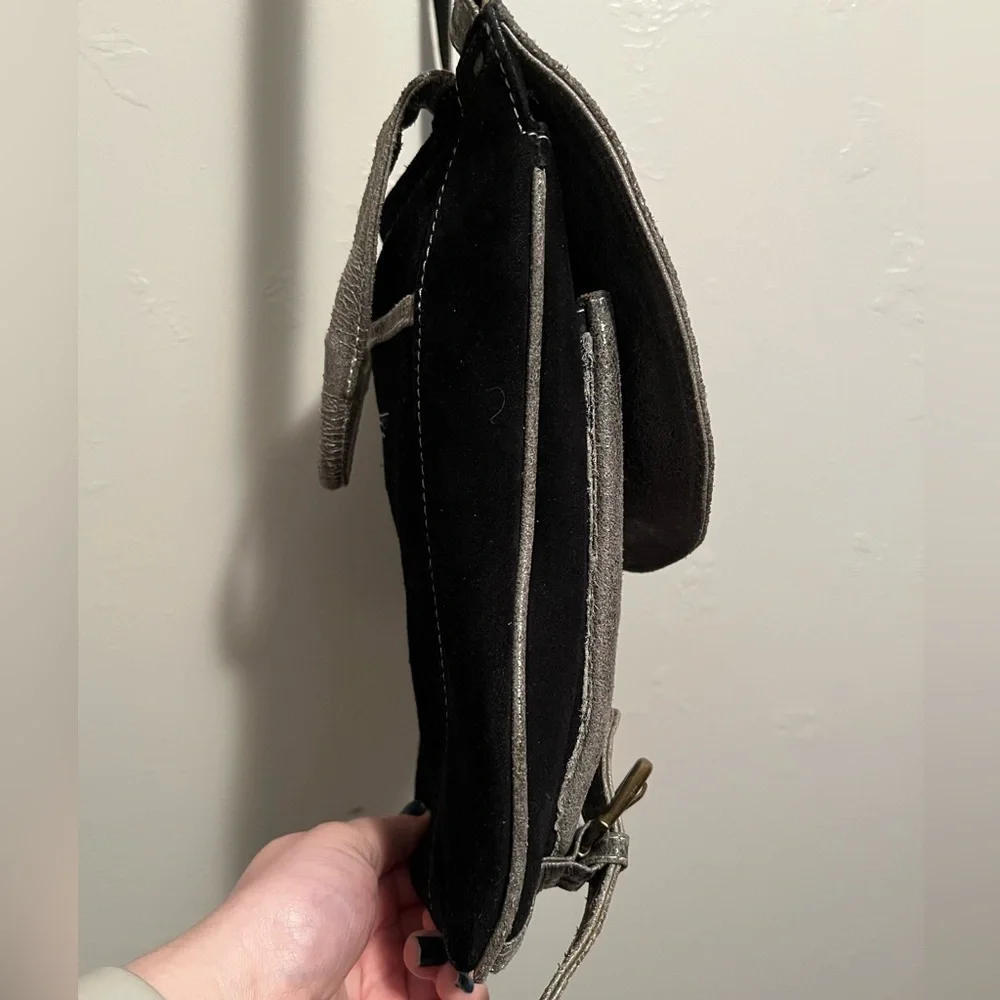 Sophia Visconti Purse Gray Suede And Patent Leather
